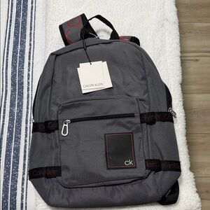Calvin Klein Charcoal Backpack with Red Accents